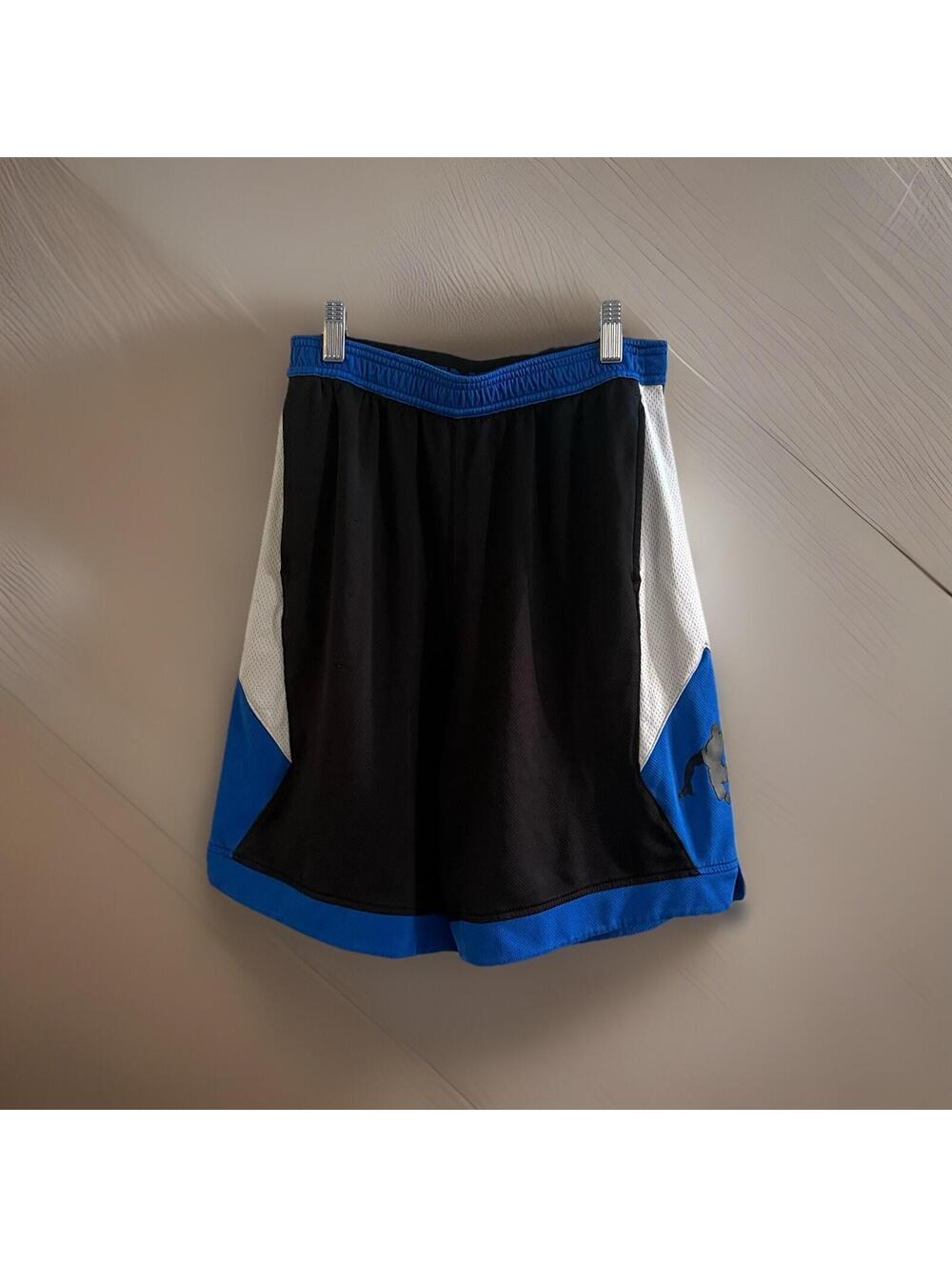 AND1 Youth XL 14-16 Basketball Shorts Black Blue Athletic Mesh